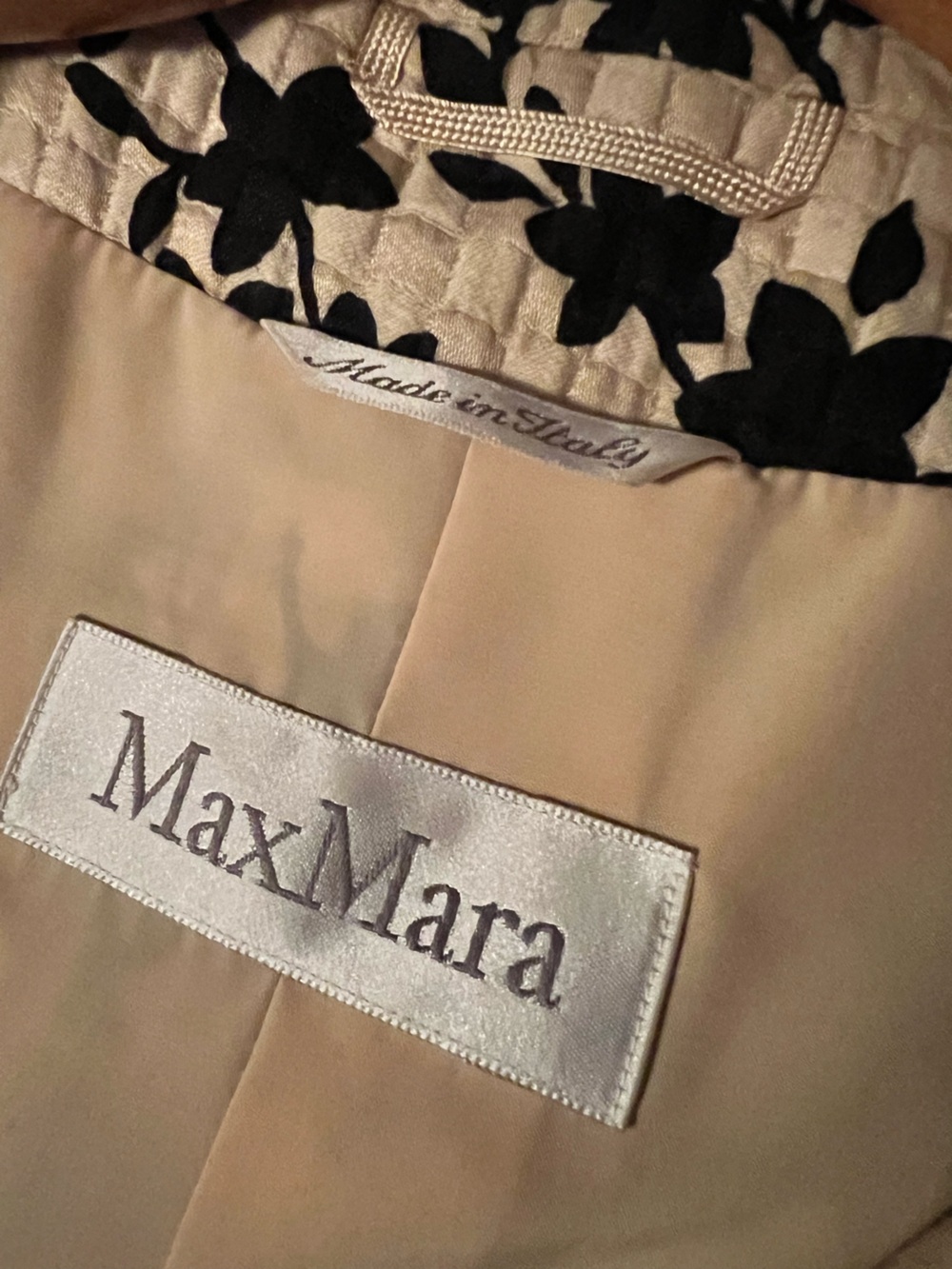 MAXMARA SILK BLEND CREAM/BLACK FLORAL QUILTED BLAZER SIZE 8 - Picture 5 of 11